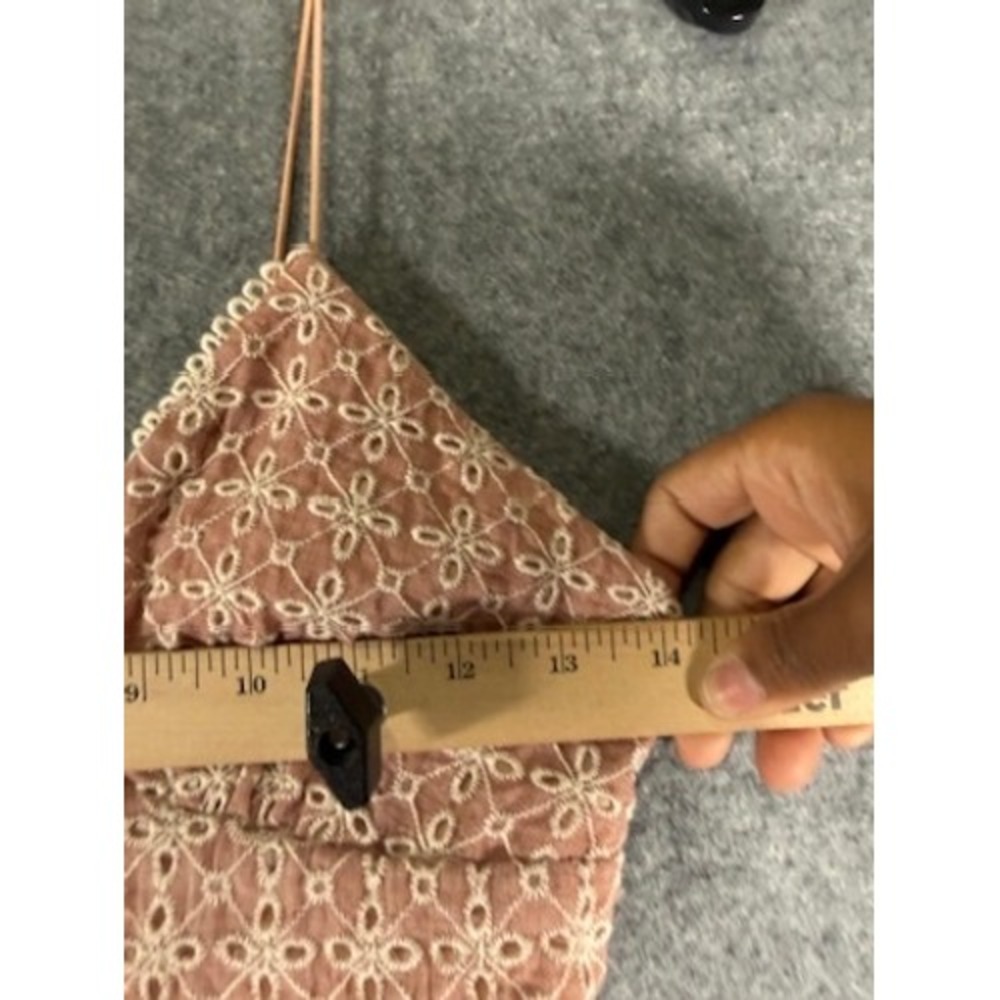Olive Tree Pink Floral Eyelet Mini Dress Womens Small Dusty Rose Fit & Flare - Picture 5 of 8